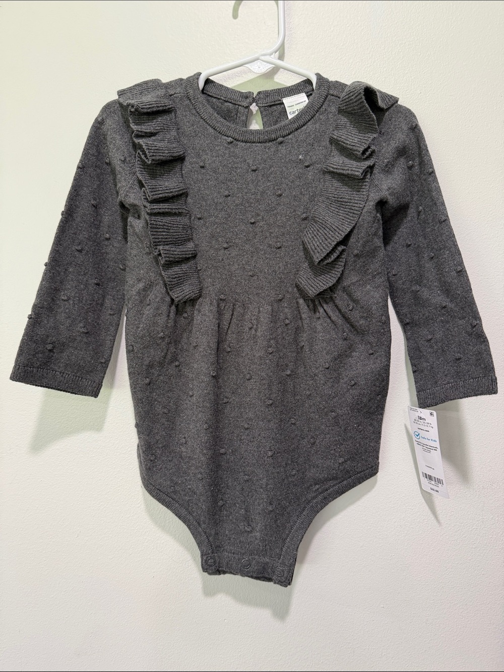 Baby Girls' Charcoal Knit Ruffle One-Piece